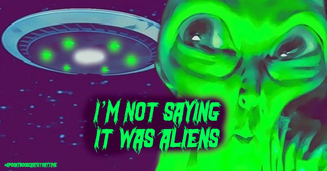 an alien and ufo at spooky boo scary story time